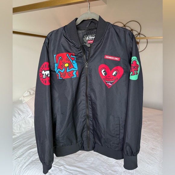 Members Only Other - Keith Harring x Members Only Jacket Mens M Black Racer Street Style Windbreaker